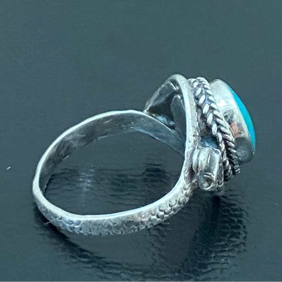 Vintage 925 Sterling Silver Turquoise Double Head Snake Southwestern Ring Size 9 - Picture 4 of 16